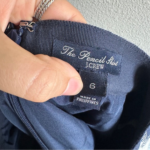 J. Crew Vlue and White Gingham Cotton Linen Pencil Skirt 6 - Picture 7 of 11